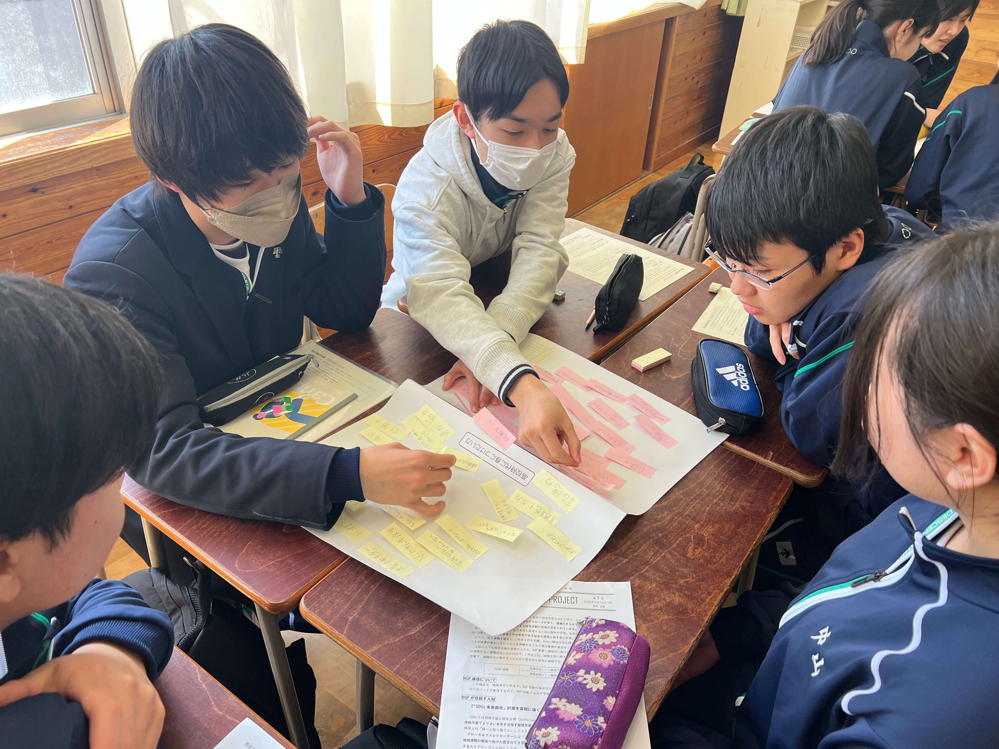 ブレインストーミングから総合授業の様子